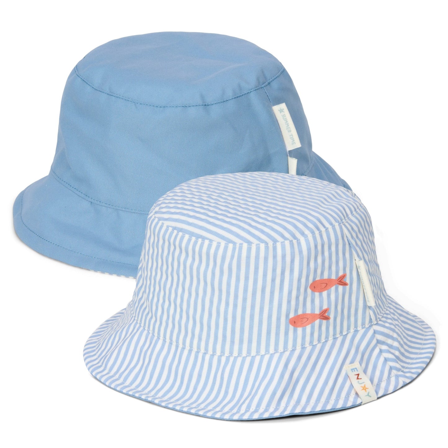 LITTLE DUTCH. Παιδικό καπέλο ήλιου διπλής όψης Stripes Ocean Blue
