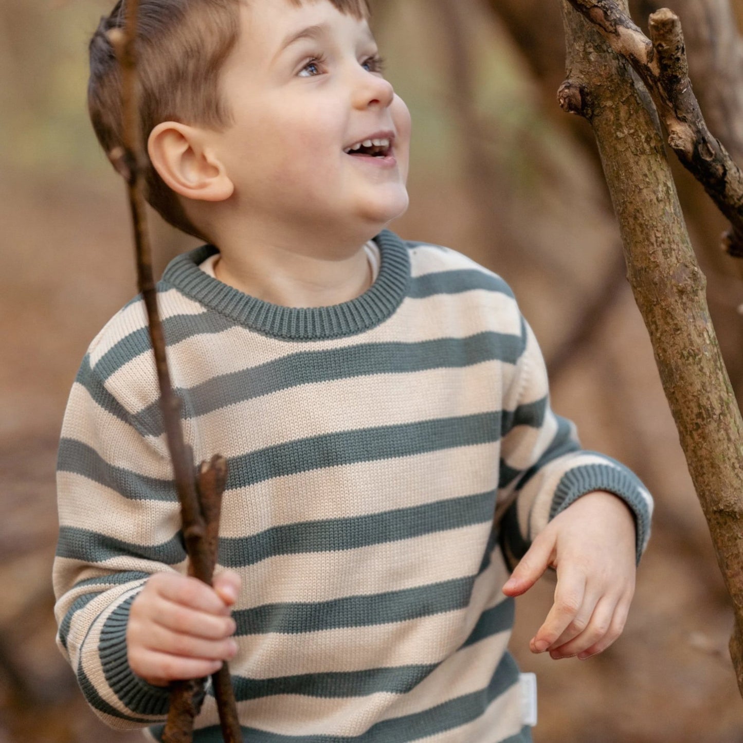 LITTLE DUTCH. Πλεκτό πουλόβερ Balsam Green Stripe
