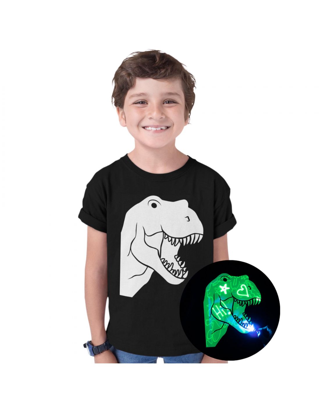 Illuminated Apparel.Παιδική Μπλούζα Interactive Glow Dinosaur