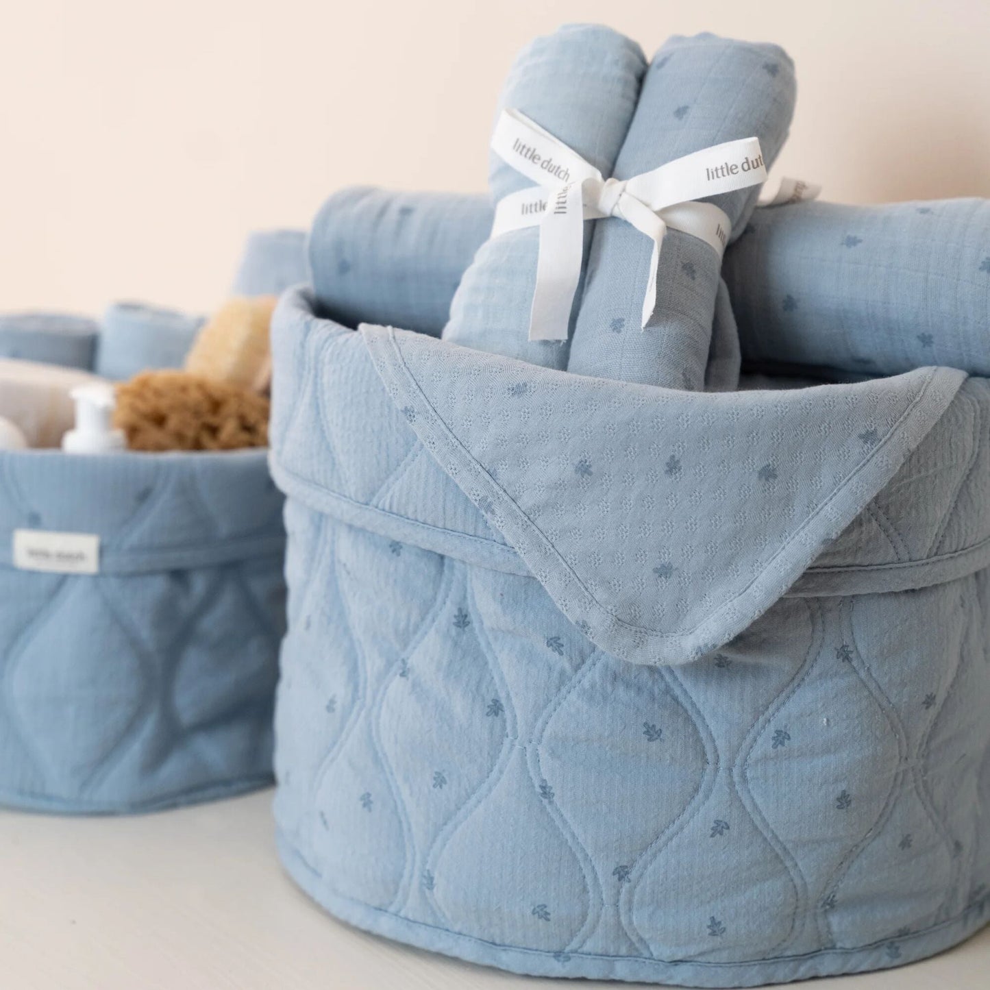 LITTLE DUTCH. Σετ 2 πανάκια αγκαλιάς από μουσελίνα Pure Denim Blue 70x70
