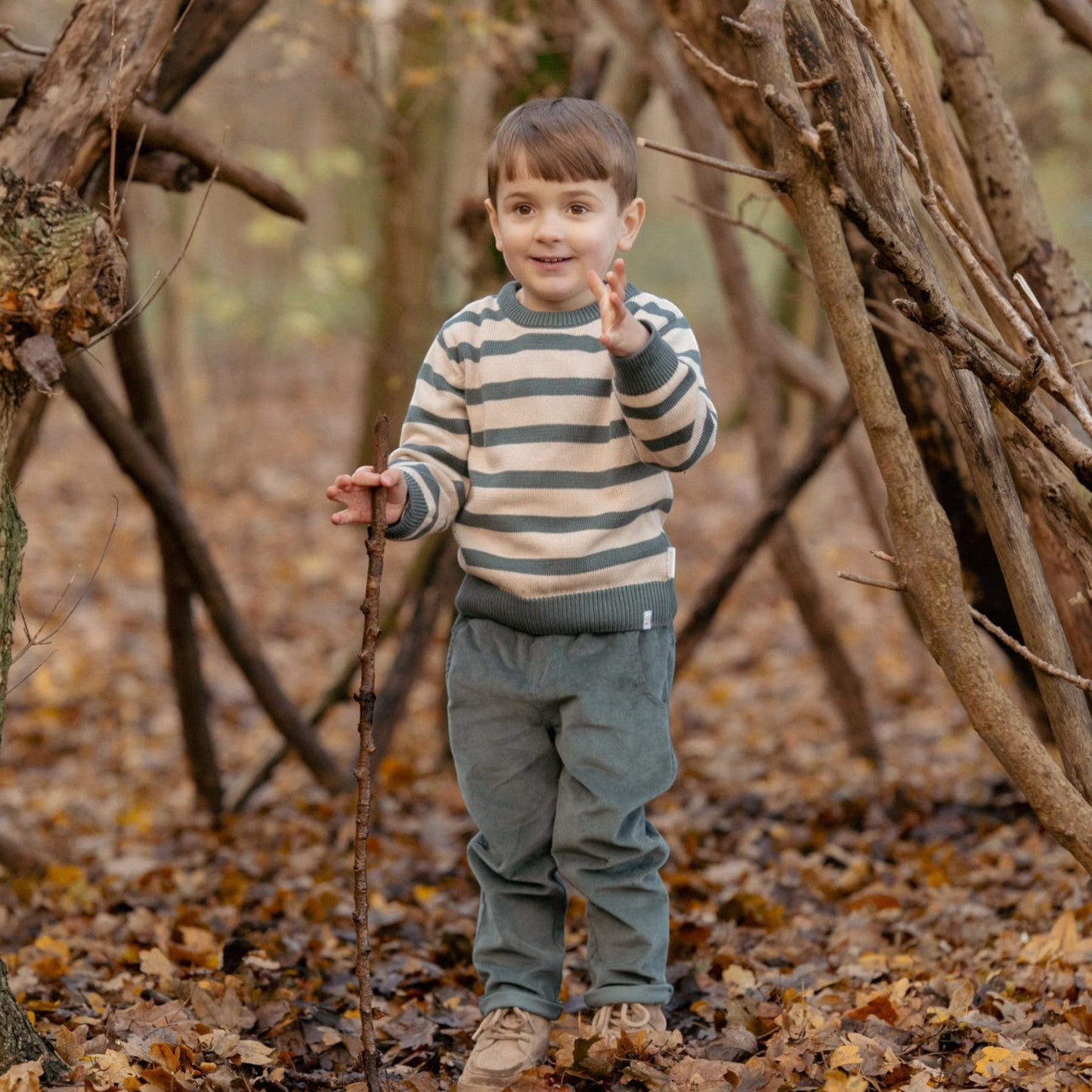 LITTLE DUTCH. Πλεκτό πουλόβερ Balsam Green Stripe