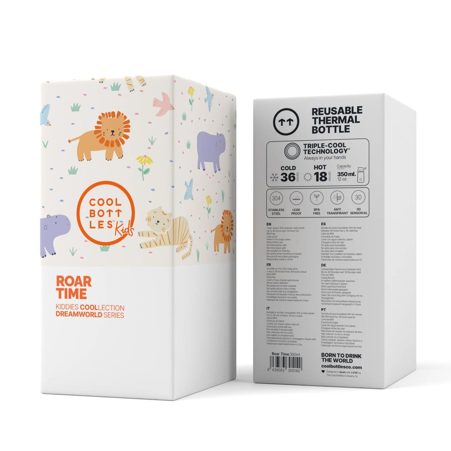 COOL BOTTLES. Ανοξείδωτο παιδικό παγούρι Άγρια Ζώα 350ml
