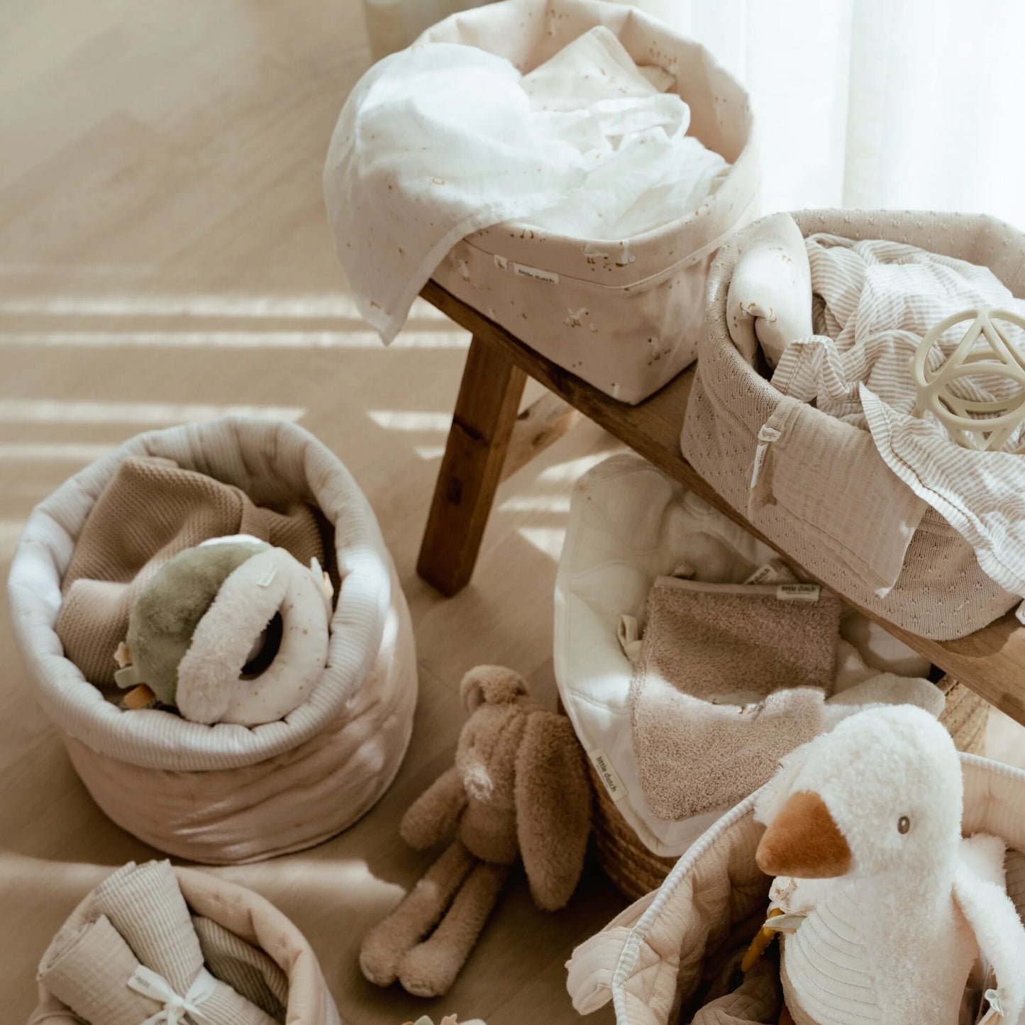 LITTLE DUTCH. Καλάθι αλλαξιέρας πλεκτό μεγάλο Pure Soft Beige