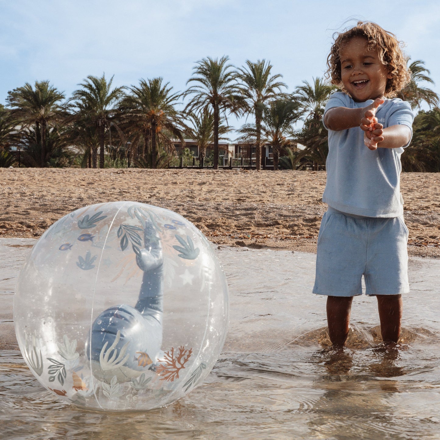 LITTLE DUTCH. Μπάλα παραλίας 3D Ocean World Μπλε