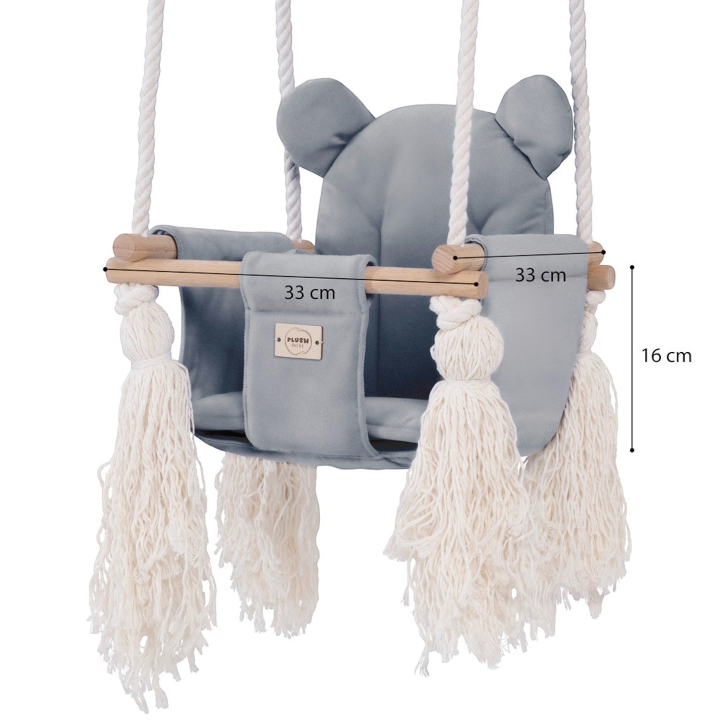 PLUSH NEST. Βρεφική κούνια Teddy Bear Velvet Gray