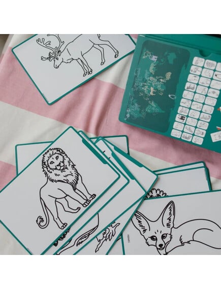 KIDYWOLF: Tablet ζωγραφικής με οθόνη LCD (30 κάρτες)- Animals Around The World