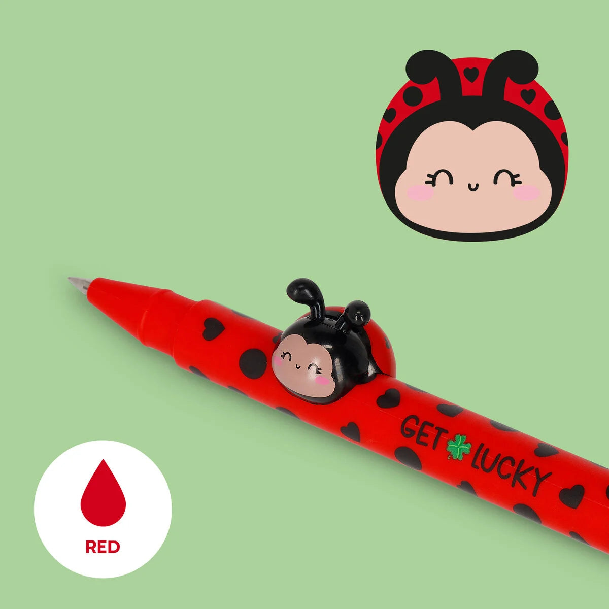 Legami. Gel Pen with "Get Lucky" Ladybug Animal Decoration - Lovely Friends