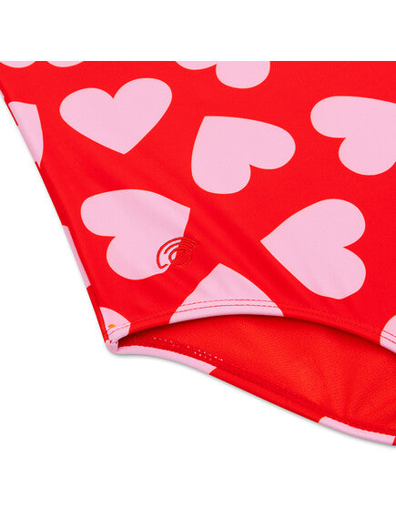 Swim Essentials Ολόσωμο μαγιό με προστασία UPF50+ "Red Hearts"