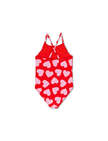 Swim Essentials Ολόσωμο μαγιό με προστασία UPF50+ "Red Hearts"