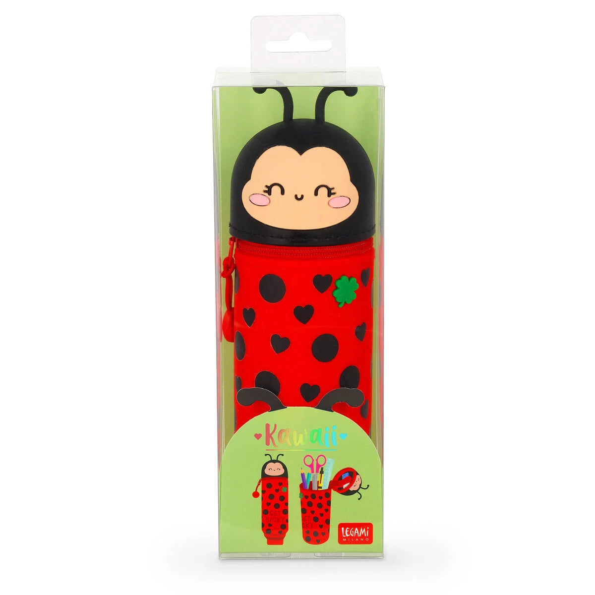 Legami. Ladybug "Get Lucky" 2-in-1 Silicone Pencil Case