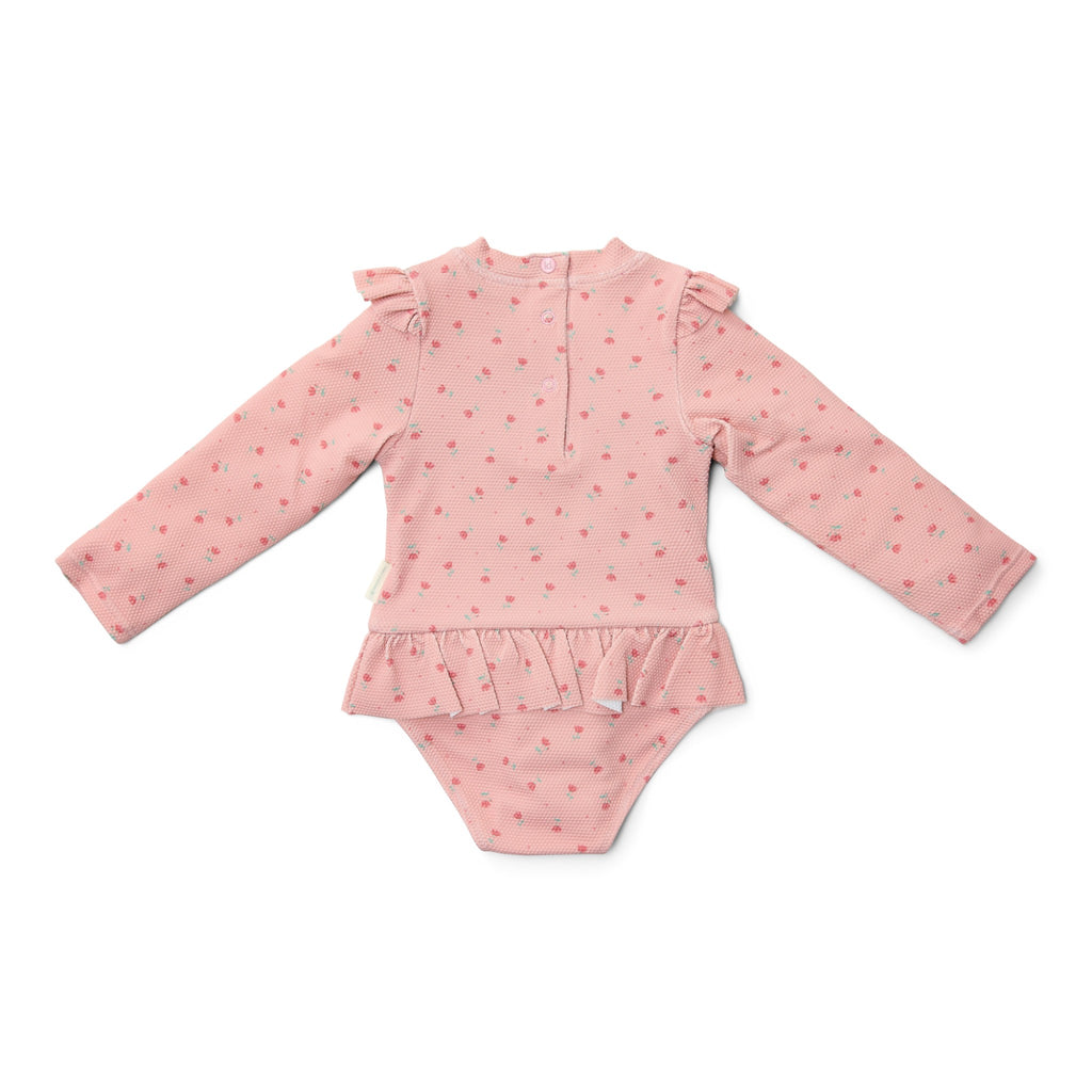 LITTLE DUTCH. Ολόσωμο μακρυμάνικο μαγιό για κορίτσια Sunny Flowers Blush