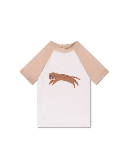 Swim Essentials Κοντομάνικη μπλούζα με UV προστασία "Brown Leopard Animal"