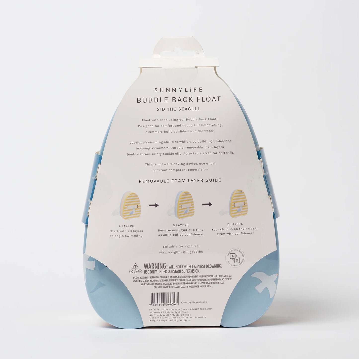 SunnyLife. Σωσίβιο πλάτης Sammy the Seagull Mustard Stripe