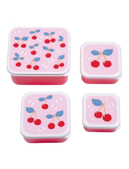 A little lovely company: Σετ 4 δοχεία φαγητού Lunch & Snack Box -Cherries
