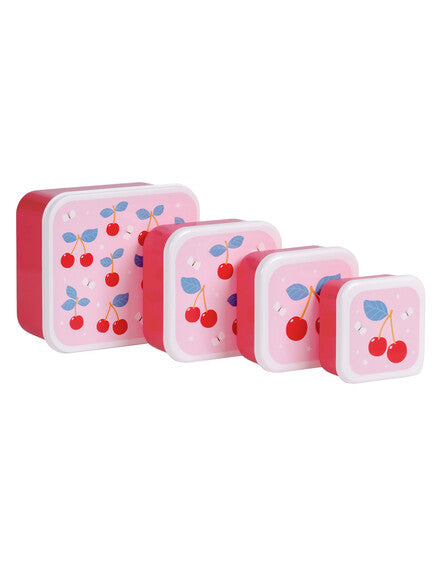 A little lovely company: Σετ 4 δοχεία φαγητού Lunch & Snack Box -Cherries