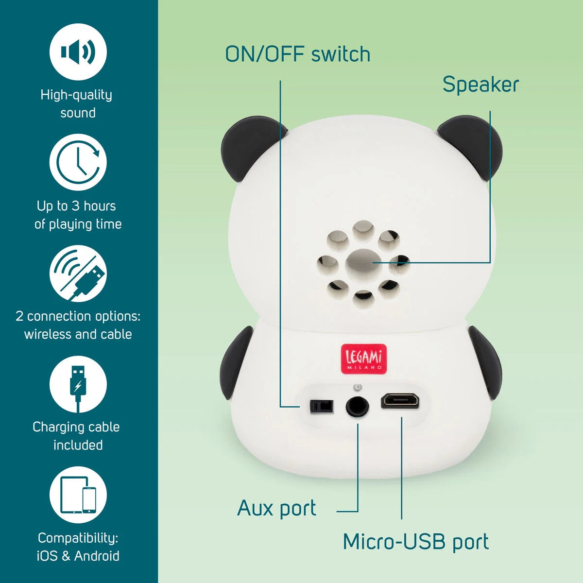 Legami Plush – The Sound Of Cuteness - Wireless Speaker With Stand - Panda