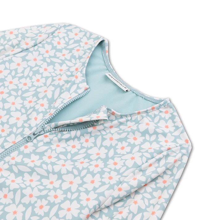 Swim Essentials Ολόσωμο μαγιό με προστασία UPF50+ και μακριά μανίκια "Green Flowers "