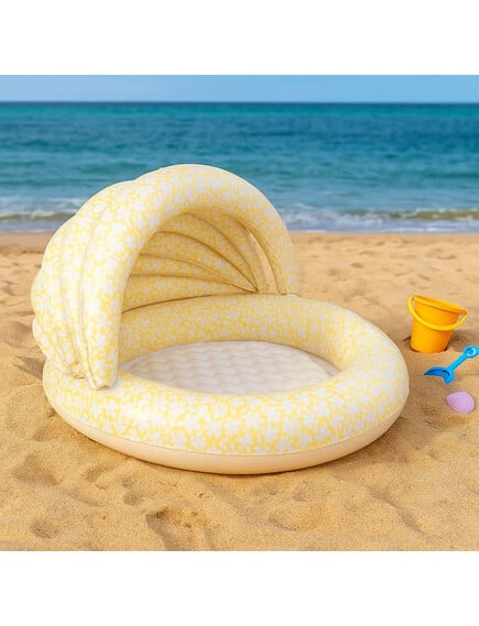 Swim Essentials: Φουσκωτή Πισίνα Μωρού με σκιαστρο 100 εκ - "Yellow Flowers"