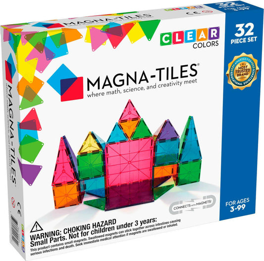 Magna-Tiles Μαγνητικό Παιχνίδι Μαγνητικά Πλακίδια Clear Colors 32 Κομμάτια για 3+ ετών