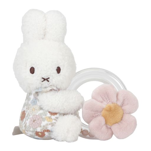 LITTLE DUTCH. Υφασμάτινη κουδουνίστρα με κρίκο Miffy Vintage Little Flowers