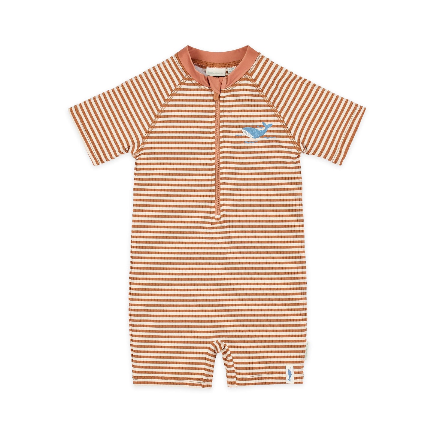 LITTLE DUTCH. Ολόσωμο κοντομάνικο μαγιό Ocean Brown Stripes