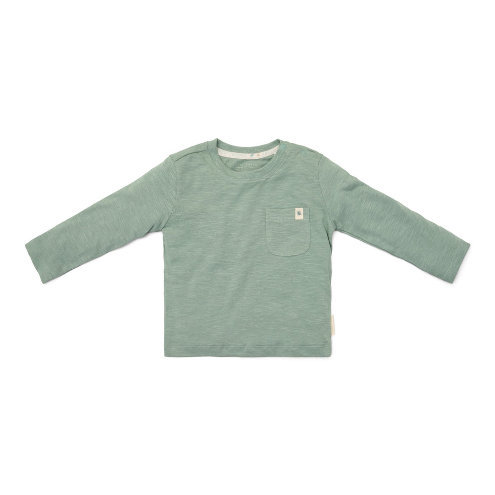 LITTLE DUTCH. Μπλουζάκι μακρυμάνικο με τσέπη Forest Green Stripe