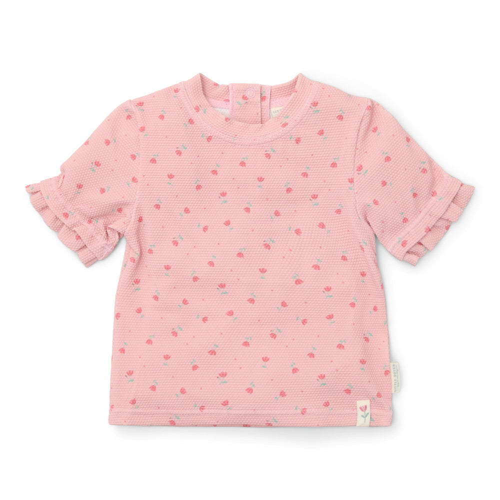 LITTLE DUTCH. Μπλουζάκι κοντομάνικο με προστασία UV Sunny Flowers Blush