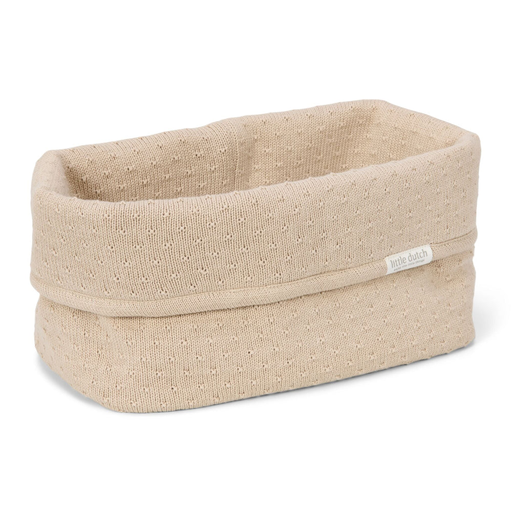 LITTLE DUTCH. Καλάθι αλλαξιέρας πλεκτό μεγάλο Pure Soft Beige