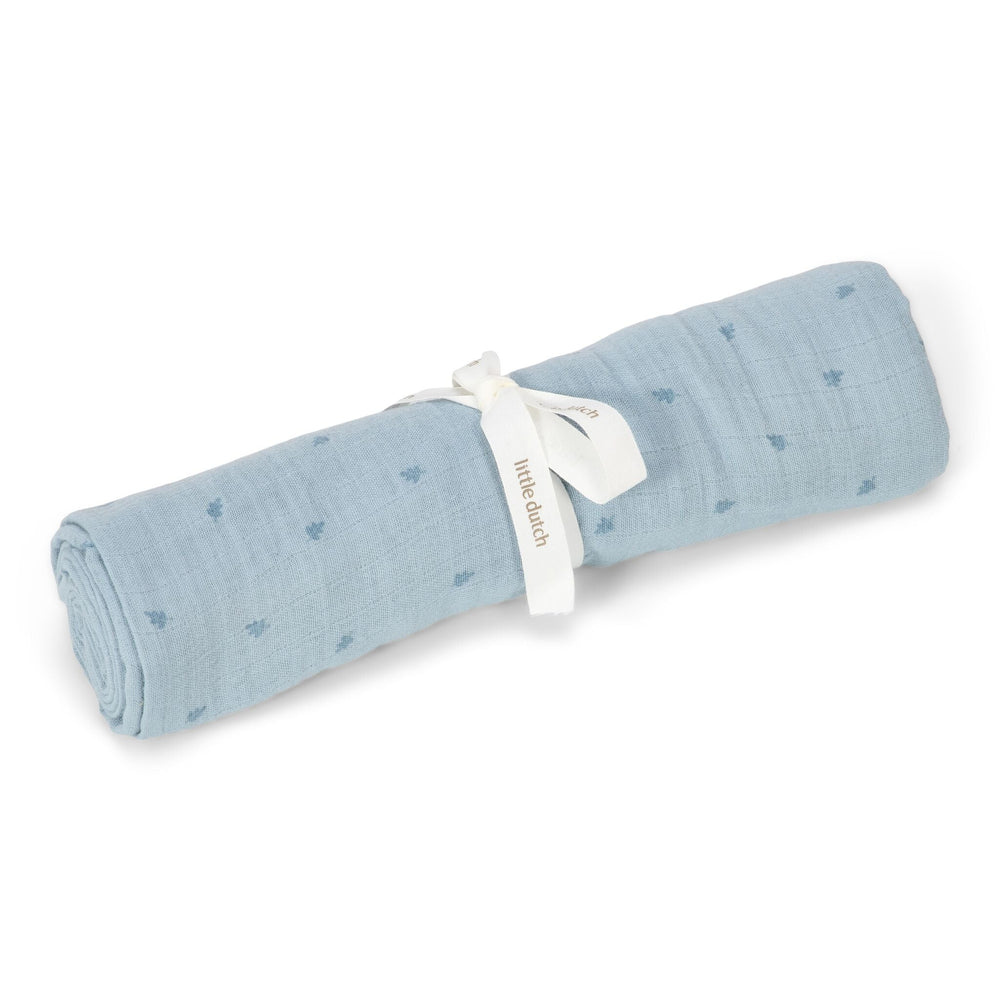 LITTLE DUTCH. Πανάκι αγκαλιάς - ύπνου από μουσελίνα Pure Denim Blue 120x120
