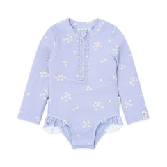 LITTLE DUTCH. Ολόσωμο μακρυμάνικο μαγιό με βολάν Dreamy Lavender