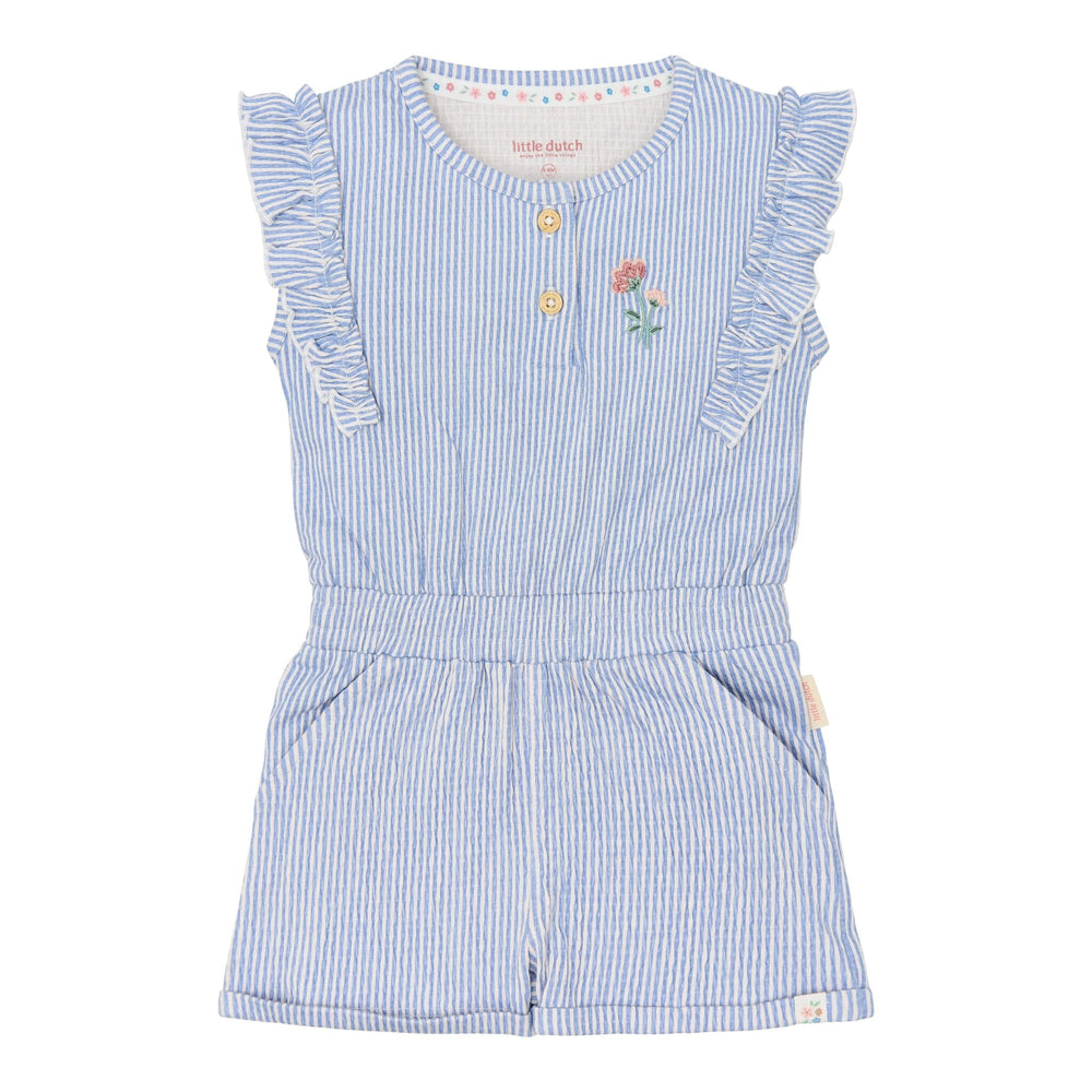 LITTLE DUTCH. Ολόσωμη φόρμα με βολάν Denim Blue Stripe
