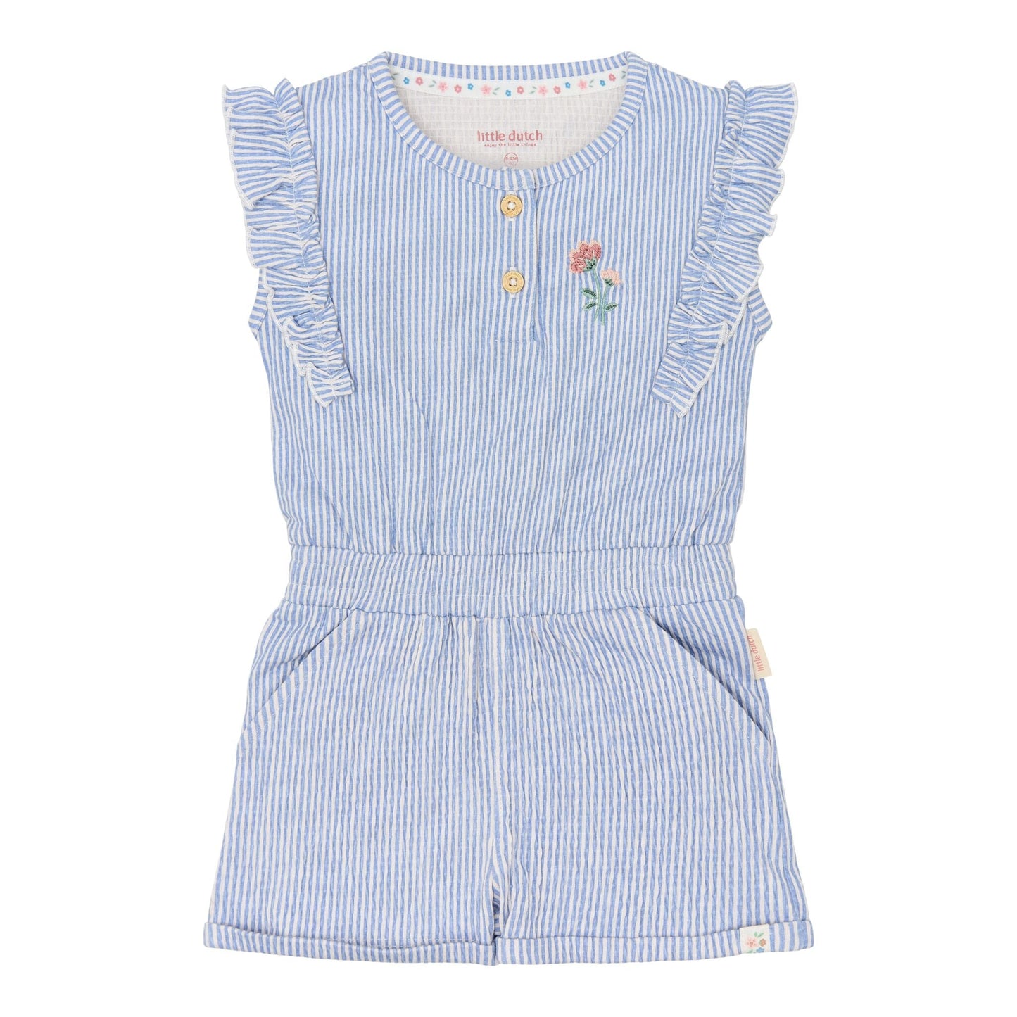 LITTLE DUTCH. Ολόσωμη φόρμα με βολάν Denim Blue Stripe
