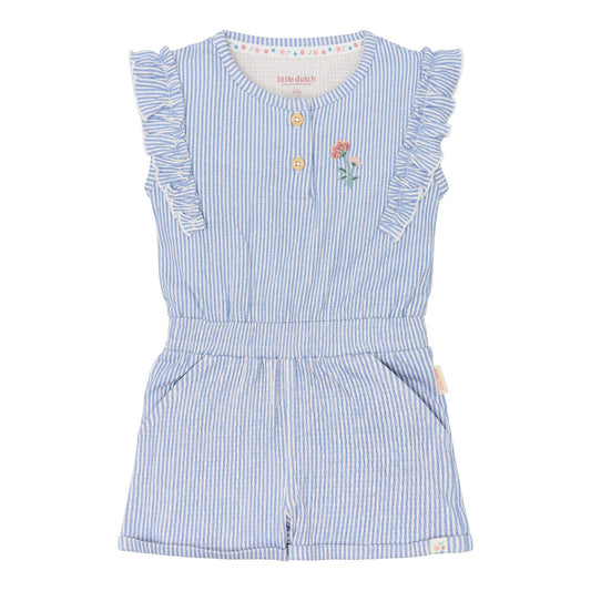 LITTLE DUTCH. Ολόσωμη φόρμα με βολάν Denim Blue Stripe