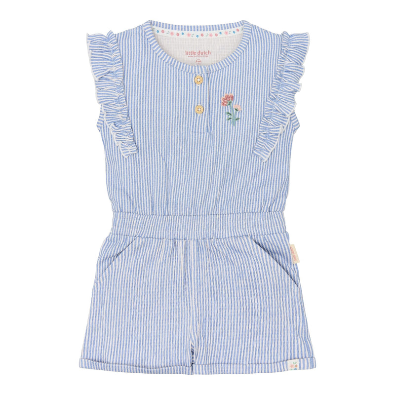 LITTLE DUTCH. Ολόσωμη φόρμα με βολάν Denim Blue Stripe