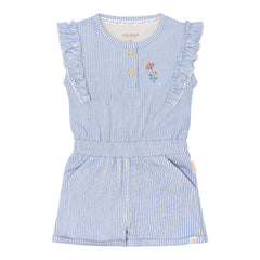 LITTLE DUTCH. Ολόσωμη φόρμα με βολάν Denim Blue Stripe