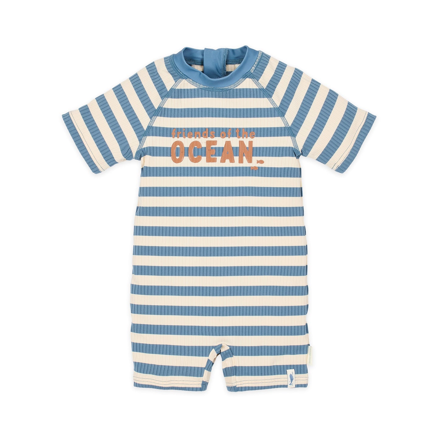 LITTLE DUTCH. Ολόσωμο κοντομάνικο μαγιό Ocean Blue Stripes