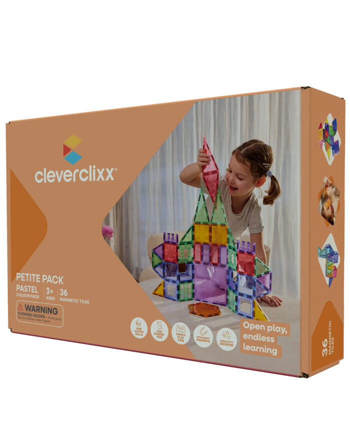 Cleverclixx.  Μαγνητικά πλακίδια Petite Pack Pastel | 36 κομμάτια