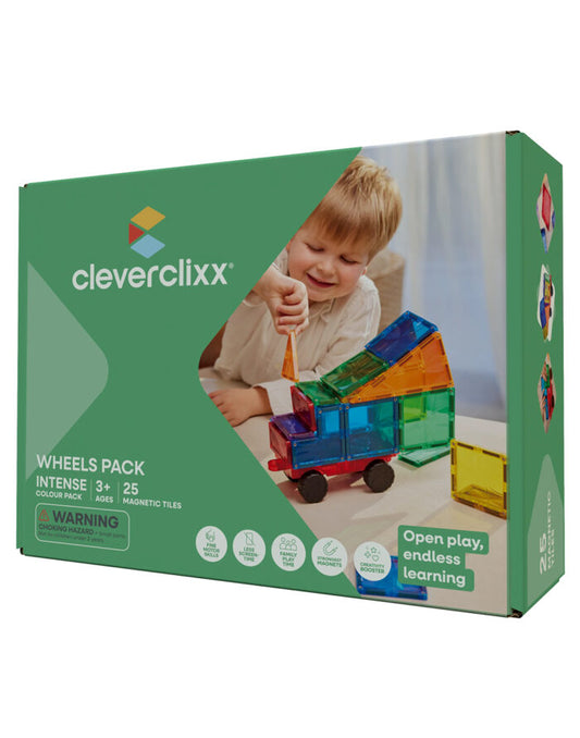 Cleverclixx. Μαγνητικά πλακίδια Wheels Pack Intense | 25 κομμάτια