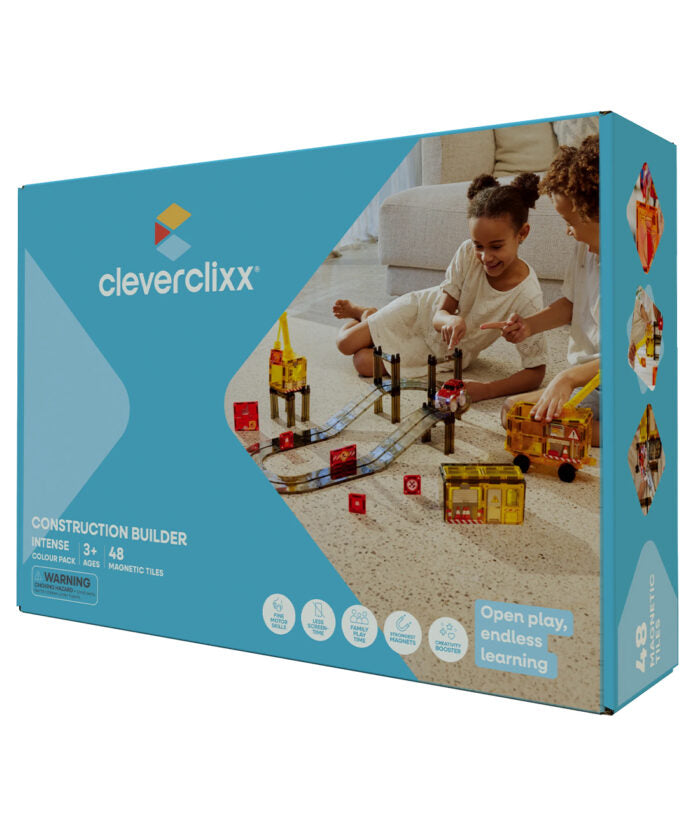 Cleverclixx. Μαγνητικά πλακίδια Construction Builder Pack Intense | 48 κομμάτια