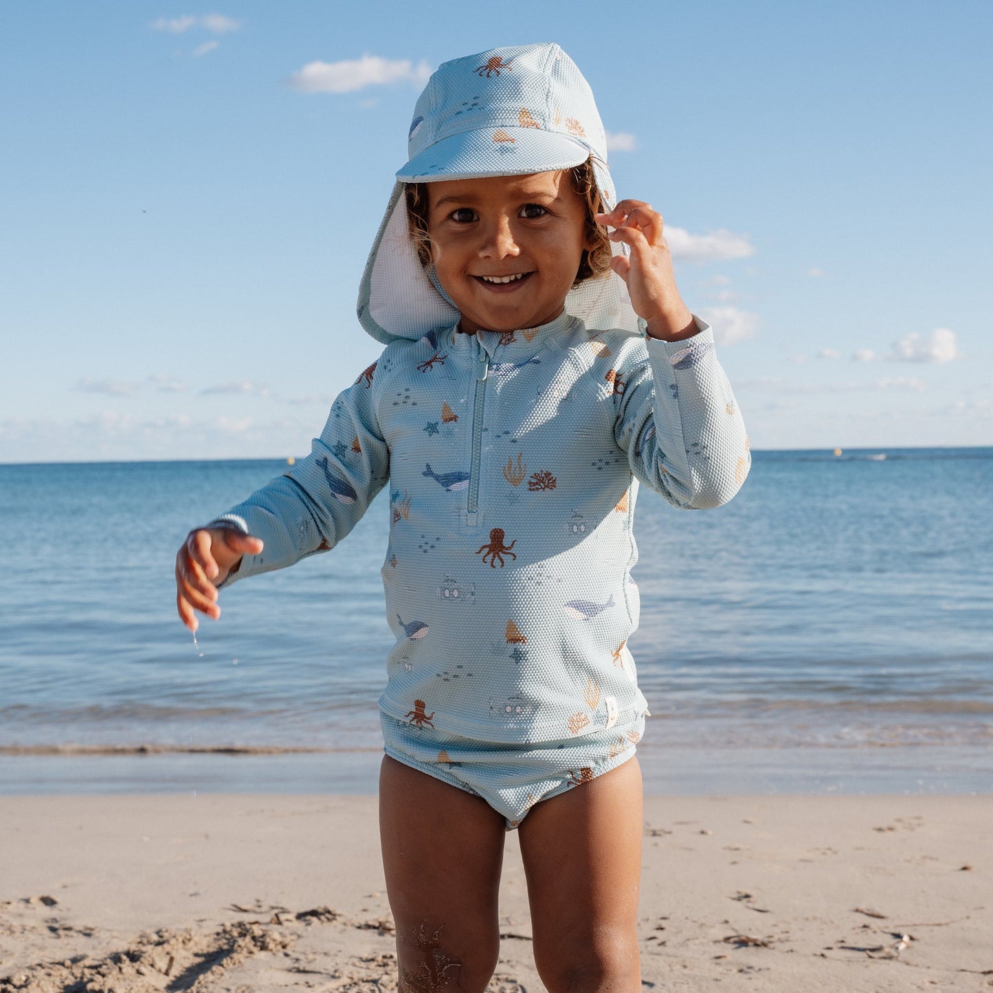 LITTLE DUTCH. Μπλουζάκι μακρυμάνικο με προστασία UV Ocean Friends