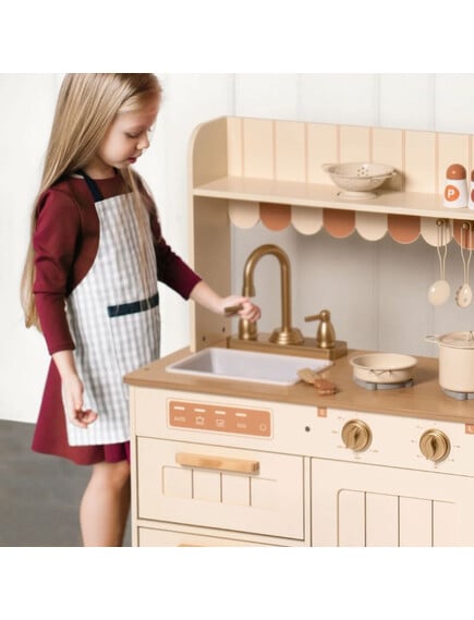 A-Play: Ξύλινη παιδική κουζίνα με 11 αξεσουάρ- Vintage cream