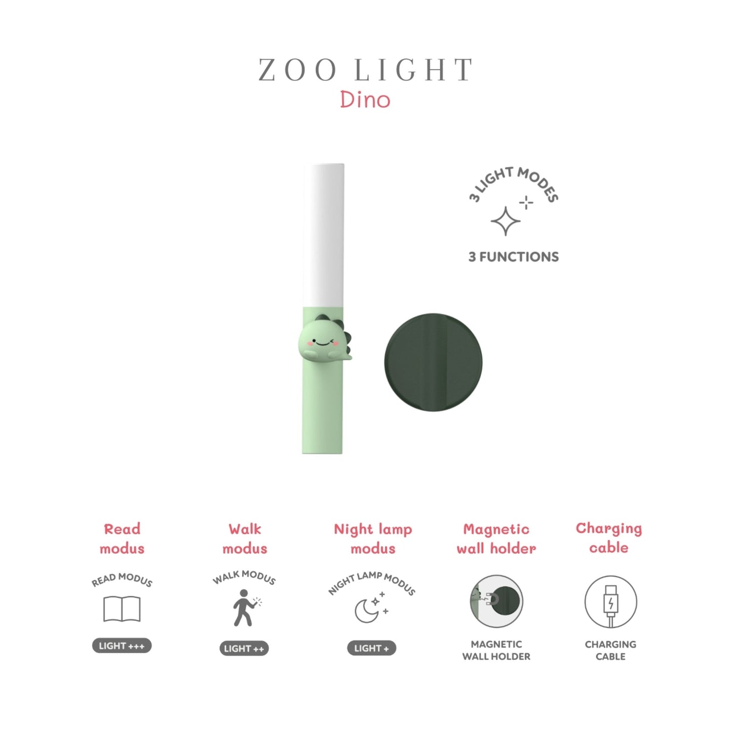 ZOO FAMILY. Φορητό φως νυχτός 3-σε-1 Zoo Light Δεινόσαυρος