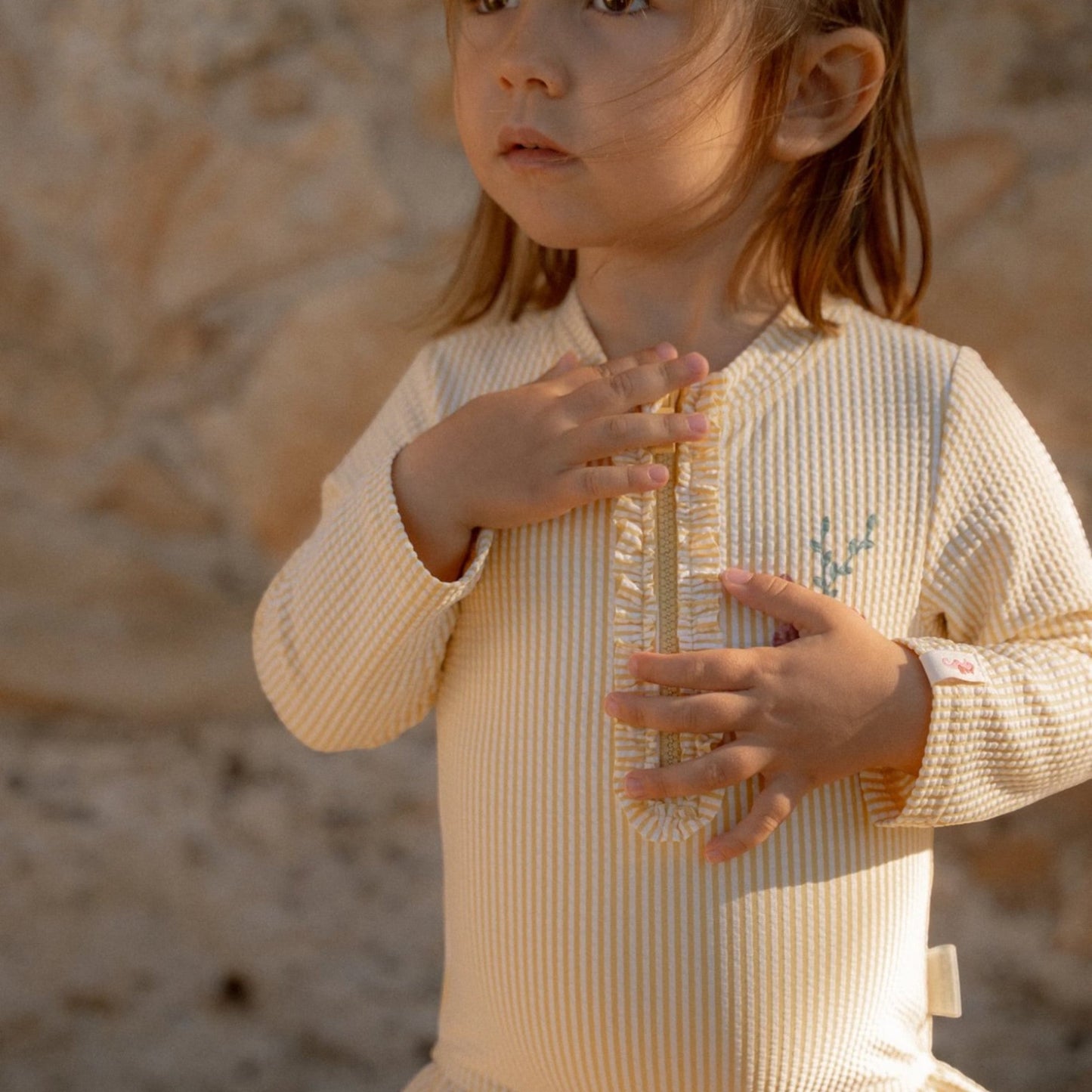 LITTLE DUTCH. Ολόσωμο μακρυμάνικο μαγιό για κορίτσια Ocean Treasures Yellow