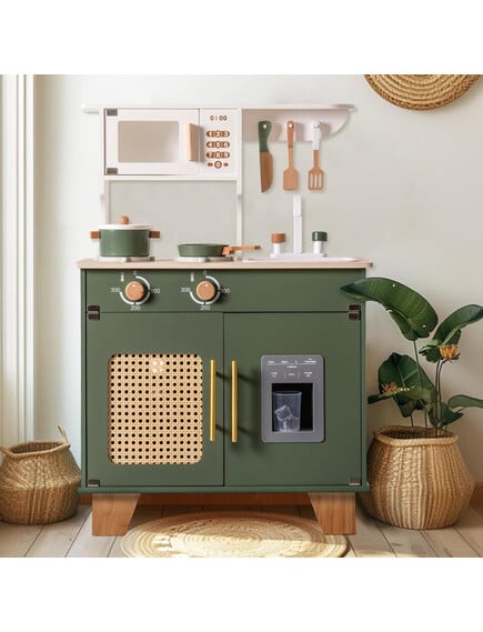 A-Play: Ξύλινη παιδική κουζίνα με κατσαρολικά- Vintage green