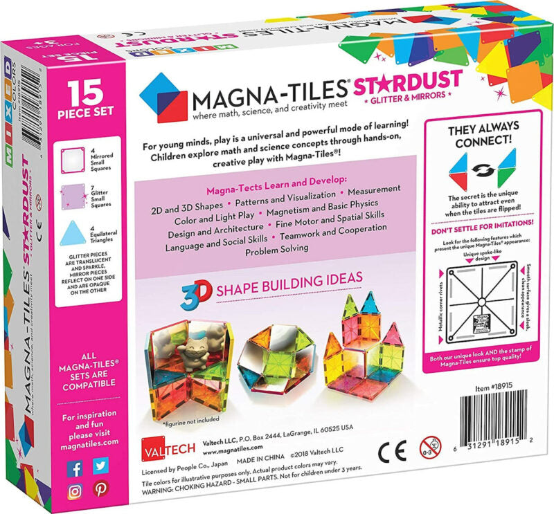 Magna-Tiles Μαγνητικό Παιχνίδι Μαγνητικά Πλακίδια Stardust 15 Κομμάτια για 3+ ετών