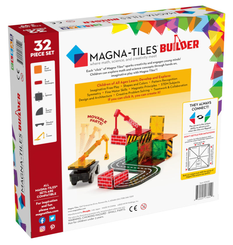 Magna-Tiles Μαγνητικό Παιχνίδι Μαγνητικά Πλακίδια Builder 32 Κομμάτια για 3+ ετών