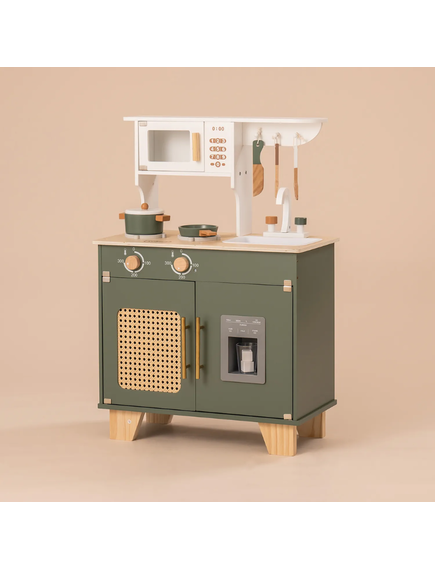 A-Play: Ξύλινη παιδική κουζίνα με κατσαρολικά- Vintage green