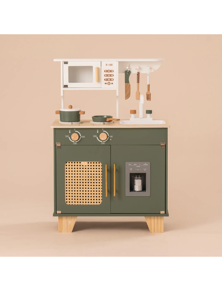 A-Play: Ξύλινη παιδική κουζίνα με κατσαρολικά- Vintage green
