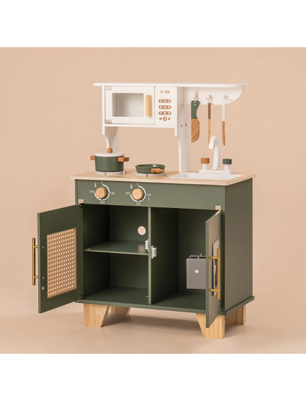 A-Play: Ξύλινη παιδική κουζίνα με κατσαρολικά- Vintage green