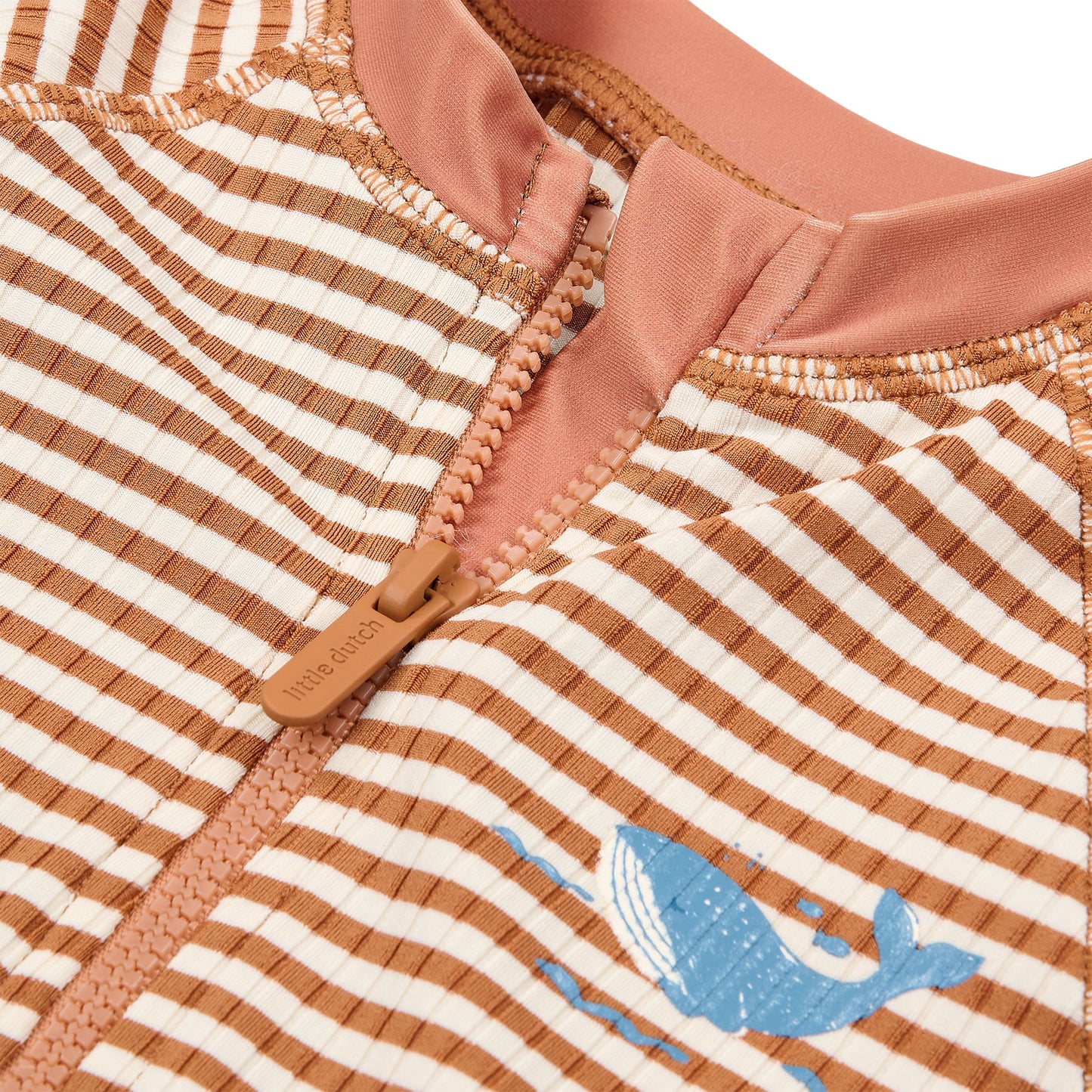 LITTLE DUTCH. Ολόσωμο κοντομάνικο μαγιό Ocean Brown Stripes
